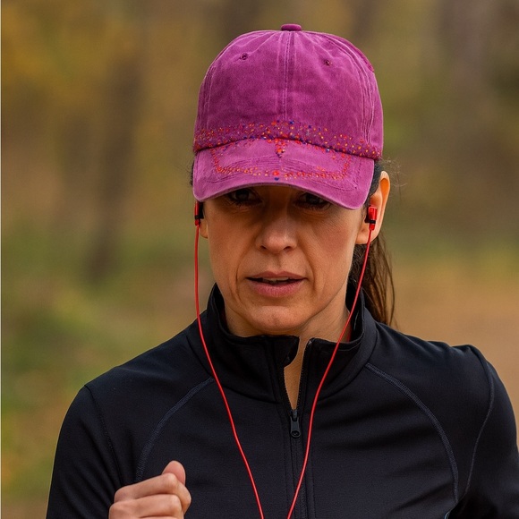 100% Cotton Casual Dusty Rose Rhinestone Bling Hip Hop Style Streetwear Cap Hat - Picture 2 of 9